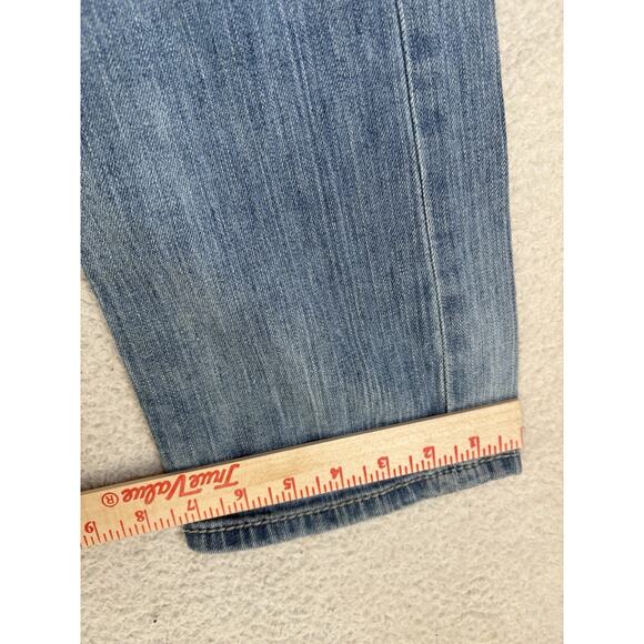 Buckle BKE Carter Jeans Mens 32L 32x32 Blue Straight Distressed Thick Stitch - Picture 14 of 16